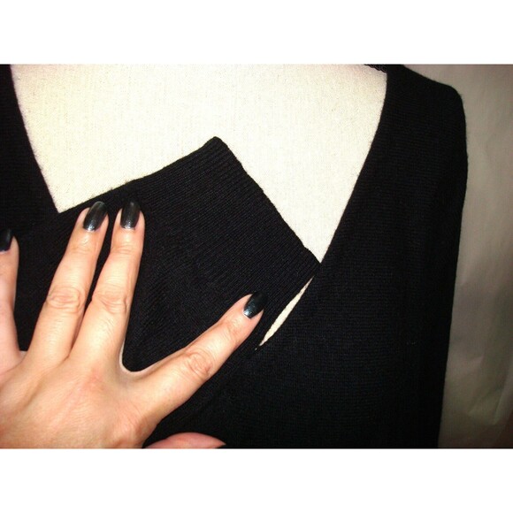 NWT New Womens 2X 1X Ryllace Plus 100% Cashmere Boyfriend Sweater Black Soft 228 - Picture 5 of 7